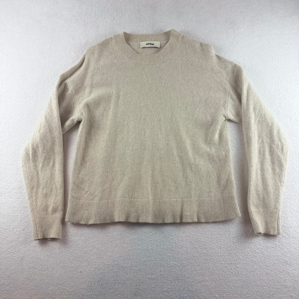 Buck Mason Merino Wool Cotton Blend Crewneck Sweater Oatmeal Beige Mens Large